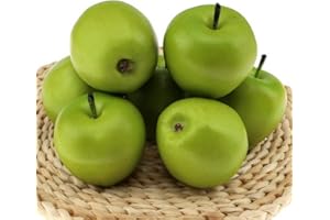 Gresorth 6pcs Artificial Green Apple Decoration Fake Realistic Fruit for Home Party Holiday Decorative Food Toy Model