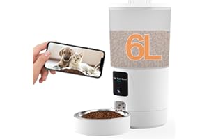 SONOXJUNAN Automatic Cat Feeder with 2K Camera and Smart App, 6L Smart Pet Food Dispenser for Cats/Dogs, Timed Auto Control Meals, 2.4G / 5G WiFi, Auto Pet Feeder for Cats and Dogs, Easy Clean