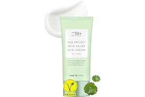 THANKYOU FARMER Sun Project Skin Relief Sun Cream SPF50+ PA++++(50ml) - Crème solaire visage non comédogène pour peau sensible, crème solaire visage coréenne, Centella Asiana Extraits