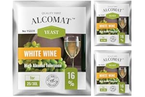 Alcomat Weinhefe Weißwein HAT 16% - Reinzuchthefe für Wein - Gärhefe für Wein Temperaturspanne von 15-35°C, 3 Stück