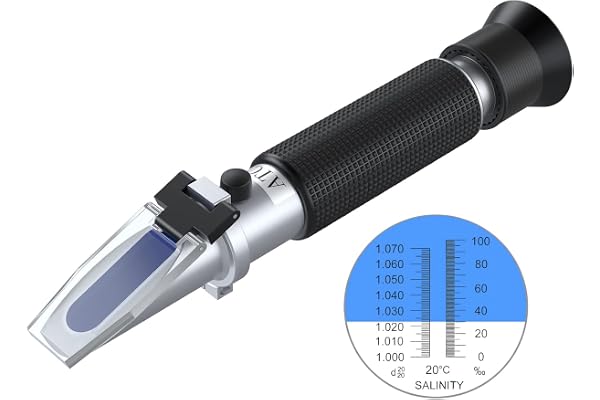 AUTOUTLET Réfractomètre de Salinité Salinity Réfractomètre pour aquariums d'eau de mer et d'eau Utilisé dans les pêcheries, l’aquarium ou l’eau de mer artificielle
