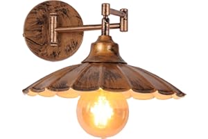 TWSXTE E27 Applique da parete a braccio girevole Lampada da parete industriale in metallo vintage Appliques da comodino retrò (senza lampadina)