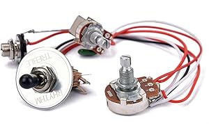 Alnicov Kabelbaum für E-Gitarre, vorverdrahtet, 3-Wege-Kippschalter, 1 Lautstärke, 1 Ton, 500 K Potentiometerbuchse für E-Gitarre