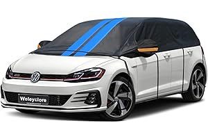 Weleyclore Half Top Car Cover Waterproof All Weather, Universal Outdoor Car Roof Cover for Ice and Snow, Side/Rear Window Frost Protection, Hatchback 2L (Up To 450 cm)