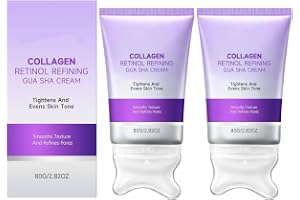 Retinol Gua Sha Ansikts- och Halskräm med Inbyggd Massageapplikator, Kollagen Hudvårdskräm för Fukt, Slätare Hud och Daglig Ansikts- & Halsvård