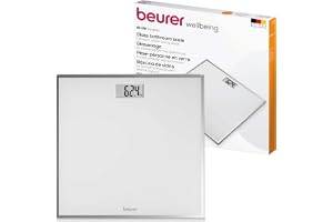 Beurer GS 120 Kompakt glasvåg med elegant spegeleffekt i platsbesparande kompaktformat, 27 x 26 cm, lättläst LCD-display, sifferhöjd 22 mm, platt digitalvåg, belastningskapacitet upp till 150 kg