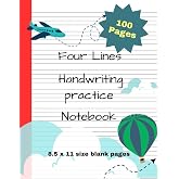 4 Line English Handwriting Practice Book / Four Lines Handwriting Notebook for Kids: Blank Four Lines Practice Notebook for K