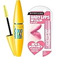 Maybelline New York Baby Lips Lip Balm, Pink Lolita, 4g and Maybelline New York Volume Express Colossal Masacara, Waterproof, Black, 10g