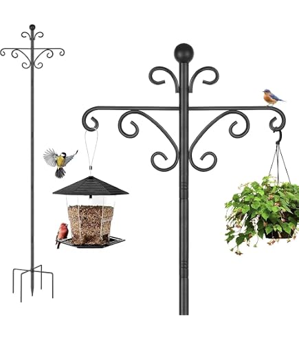 Kit Estación De Alimentación Para Pájaros | 4 Ganchos Y 2 Cuencos | Altura 240 Cm | Incluye Comederos, Bandeja Y Baño De Agua