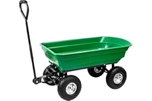 Zanbeel 300kg Heavy Duty Garden Trolley – Tilt Steering Axle Dump Cart with 4 Pneumatic Tyres, Tipping Wheelbarrow Wagon for Gardening & Outdoor Transport