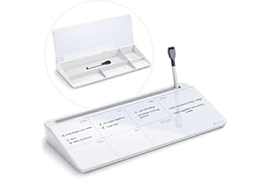 Varhomax Organiseur de bureau, Tableau blanc de bureau en verre blanc avec planificateur hebdomadaire, liste de choses à faire, bloc-notes et support pour clavier pour le home office, le bureau et les