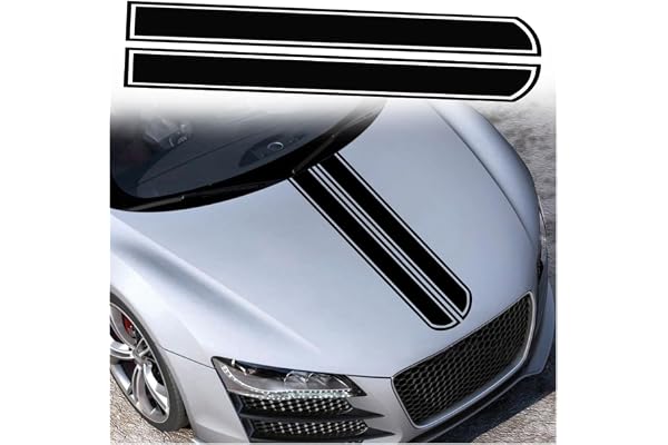 JNNJ Autocollant De Bande De Capot De Voiture, Modifié Decal Décoration Universels Auto Racing, Autocollants Capot étanche Bande Coffre, Modifié Decal Décoration Pour Voitures Véhicules(Noir)