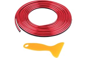 KEENSO Car Interior Decor Line, 5m 16.4ft Universal Car Interior Moulding Strips Dashboard Air Vent Steering-wheel Decor Line Interior Decoration Sticker(Red)