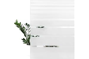 ‎DECOMEISTER DecoMeister Fensterfolie statisch 67,5x150 cm | Sichtschutzfolie Fenster Milchglasfolie statisch haftend | Folie Fenster für Bad und Büro - Tageslicht genießen, Sichtschutz erhalten Weiß Streifen