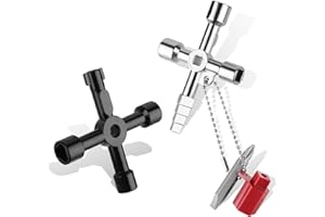 TNOMSNO Clé Triangle Multifonction 4 Voies - 2 Pièces pour Poubelle, Armoire Electrique, Boîtier Compteur, Coffret de Compteurs d'eau et Armoire