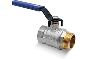 DOJA Barcelona | Dźwignia Zawór kulowy | Niebieski | 1/2" | M - H | Dźwignia Krzyżowa Kran krokowy ze stali węglowej | Zawór dźwigniowy do pomp wodnych, zbiorników, kranów zewnętrznych, przyłączy