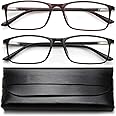 YTDBNS Blue Light Blocking Reading Glasses - 2 Pack Computer Readers Men Women Spring Hinge Ultralight Rectangle Eyeglasses