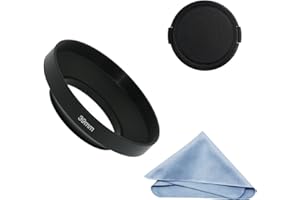 SIOTI Grand Angle Métal Pare-Soleil avec Chiffon de Nettoyage et Capuchon d'objectif Compatible avec Leica/Fuji/Nikon/Canon/Samsung lentille à Filetage Standard