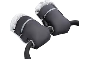 AUPOWER Handmuffs, Stroller Pram Hand Muff Waterproof and Windproof Anti-Freeze Fleece Lined Gloves Universal Hand Warmer for Buggy Pushchair Trailer Bicycle. Black