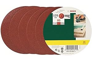 Bosch 2607019493 25 Fogli Abrasivi Roto-orbitale, Grana 80, 125 mm