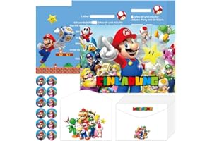 Zoriwn 12 x Einladungskarten Kindergeburtstag für Mario Einladungskarten Kindergeburtstag Mädchen Junge Einladungskarten Geburtstag Deutsche Partyeinladungen Mit Cartoon-Bilder