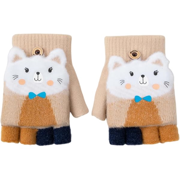 Guanti Senza Dita Per Bambini - 2 Paia Invernali Con Patta | Maglia Calda E Morbida | Per Bambini 3-8 Anni - Foto 3