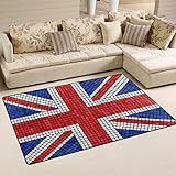 coosun Reino Unido Bandera Unión Jack mosaico área alfombra alfombra alfombra de suelo antideslizante Doormats para salón o dormitorio 60 x 39 cm, tela, multicolor, 31 x 20 inch