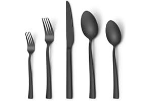 Joyfair - Set di posate da 30 pezzi, nero opaco, per 6 persone, in acciaio inox, con coltello, forchetta, cucchiaio, eleganti posate da tavola per famiglie, feste, hotel, durevoli e antiruggine