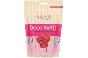 FunCakes Deco Melts Red - Dip, Drip, Drizzle and Decorate Melt in The Microwave and Pour in Every Shape Make Candy, Drip Cakes, Lollipops and Decorate Cakes, Cookies and Cupcakes AZO Free 250 g