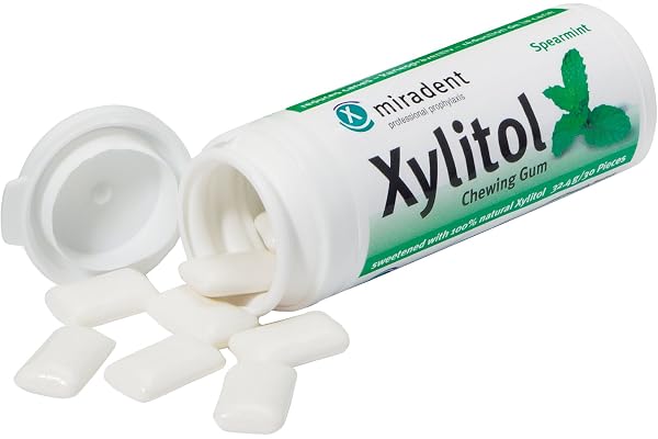 Miradent Xylitol Lot de 4 chewing-gums Vert menthe 4 x 30 g