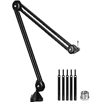 LANUCN Mic Arm 2e Génération à Bras, Amélioré Perche Micro avec Pince de Bureau Anti-tremblement, Support de Microphone Stand