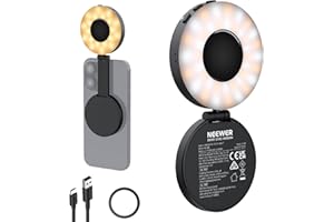NEEWER Entry Level Version Magnetische Selfie Licht kompatibel mit iPhone MagSafe, 4 Modus CRI95+ 914lx 1,5W Kunststoff Falten Mini LED Handy füllen Ringlicht für die Aufnahme Make up Konferenz,NL40R
