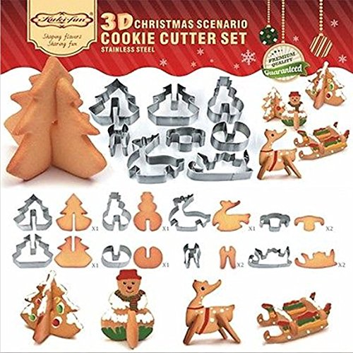 Ausstechformen – 3D-Modellogic Ausstecher auf Karte Weihnachten Starter-Set mit 8 Teile Fondant Auswerfer Stempel Ausstechform aus Edelstahl - 2