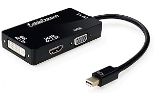 CableDeconn - Mini DisplayPort multifunzione (compatibile con porta Thunderbolt) a HDMI DVI VGA cavo adattatore convertitore maschio a femmina 3-in-1