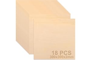 JMIATRY 18 Pcs Balsa Wood Sheets, 300x300x2mm Plywood Sheet, Unfinished Basswood Sheets for Home Decoration, DIY Crafts Projects, Woodcraft Model, Painting and Engraving