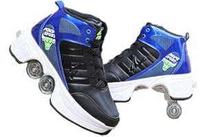 duvetset Roller Skates Women Quad Roller Skates Roller Skates Kids Roller Skates Sports Shoes Inline Skates Adjustable 2-in-1 Multi-Purpose Shoes,Schwarzblau-EU37