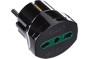 Vimar RI.00301N Adattatore elettrico tedesco/francese con protezione SICURY, Bpresa +P17/11 nero