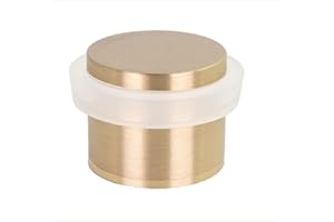 EVI Herrajes | Fermaporta Adesivo | 24 x 20 mm | Base filettata | Gomma Bianca | Ottone Finitura Opaca | Compresi utensile, vite + tassello di fissaggio | Mod. I-191/24x19-B-DUAL-LMT