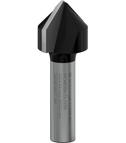 Fraise à Rainurer En V BOSCH PRO - Pour Défonceuse, Bois Dur Et Tendre, Angle 60°, Ø 11 Mm - Accessoire Pro Menuiserie