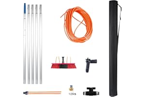 UIOEEJY Perche Télescopique Nettoyage 5 à 7 m, Brosse telescopique toiture, Télescopique Brosse avec Conduites d'eau et balais pour Fenêtres Hautes Intérieure et Les Panneaux solaires (5m)