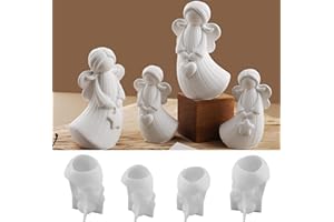 Silikonformen Gießformen Weihnachten Engel, 4 Stück 3D Silikonform Engel Silikonform Weihnachten Gips zum Gießen Gießformen Silikon Weihnachten Gießform Engel Giessformen Silikon für Gips Kerzen (A)