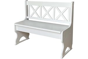k koma Panca in legno massello di pino bianco con schienale – per interni, corridoio e sala da pranzo, bianco (105 cm)