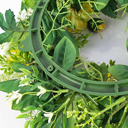 Künstlicher Frühlingskranz mit Margeriten, Rudbeckia, gelb, Ø 30 cm – Dekokranz / Türkranz – artplants - 3