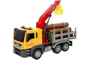 ColorBaby Speed & Go Camión grúa maderero Juguete, con Luces y Sonidos, Brazo Extensible, Fricción, Interactivo, Sistema de fricción, Escala 1:14, Coches para niños a Partir de 3 años (39064)