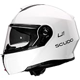 SCUDO U1 Modular Jaw Pop-Up Motorcycle Helmet with Solar Viewfinder Ece 22.06 Certified White L