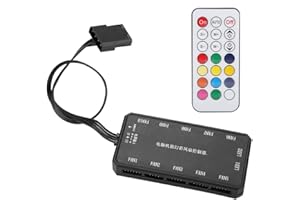 TANGXI Contrôleur de Vitesse de Ventilateur d'ordinateur LED Arc-en-Ciel coloré RGB PC Contrôleur de Ventilateur de Refroidisseur d'ordinateur avec télécommande sans Fil RF de 15 m