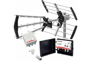 TECNOVOZ Kit Antena 15dB + Amplificador 40dB + Fuente de alimentación de 2 Salidas + Conexiones