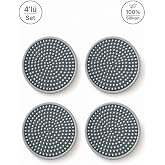 4 Adet Silikon Bardak Altlığı, Bardak Altlığı,%100 Silikon Bardak Altlığı Gri