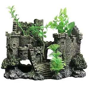 SLOCME Aquarium Medieval Resin Castle Decorations - Fish Tank Realistic Castle Decoration Accessories,Castle Shelter for Aquarium Reptile Betta Fish