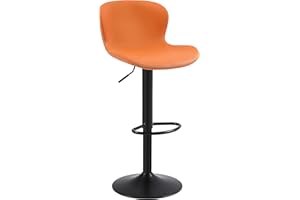 Youhauchair Barhocker, Barhocker Höhenverstellbar aus PU-Leder, wasserdicht und verschleißfest, Hocker mit Rückenlehne und Fußstütze, Drehbarer bar Stool, modern, Orange